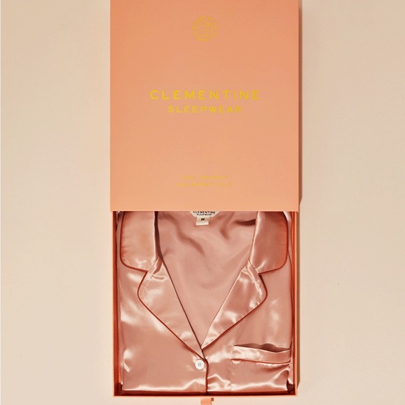 Clementine Silk Pajama Set + Matching Scrunchie - Picture 6 of 8